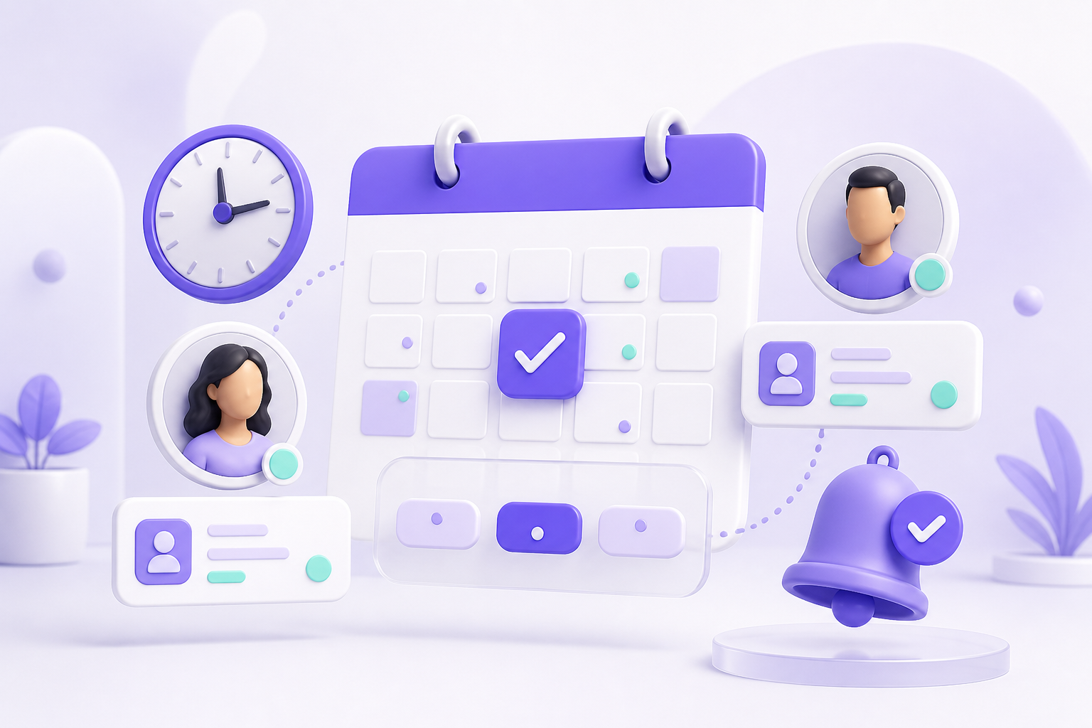 Ilustración de un calendario organizado con clientes y confirmaciones